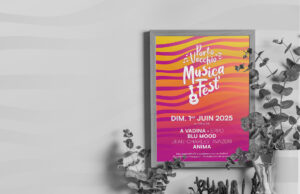 Affiche officielle du Porto-Vecchio Musica Fest, création graphique de Julien Maurel, graphiste et directeur artistique à Toulouse.