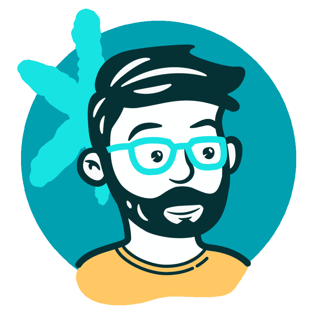 Portrait illustré de Julien Maurel, graphiste webdesigner freelance à Toulouse, spécialisé en identité visuelle, création de sites internet et tous supports de communication